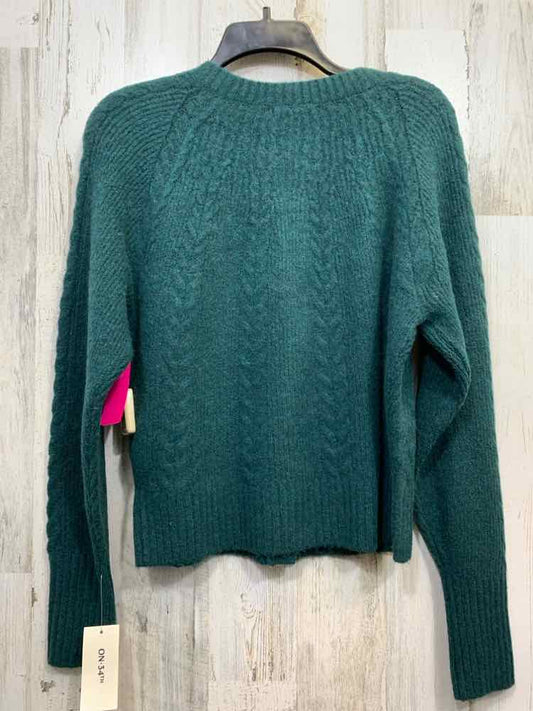 NWT ON 34TH Size XXS  HUNTER GREEN CABLE KNIT LONG SLEEVES BUTTON UP Cardigan