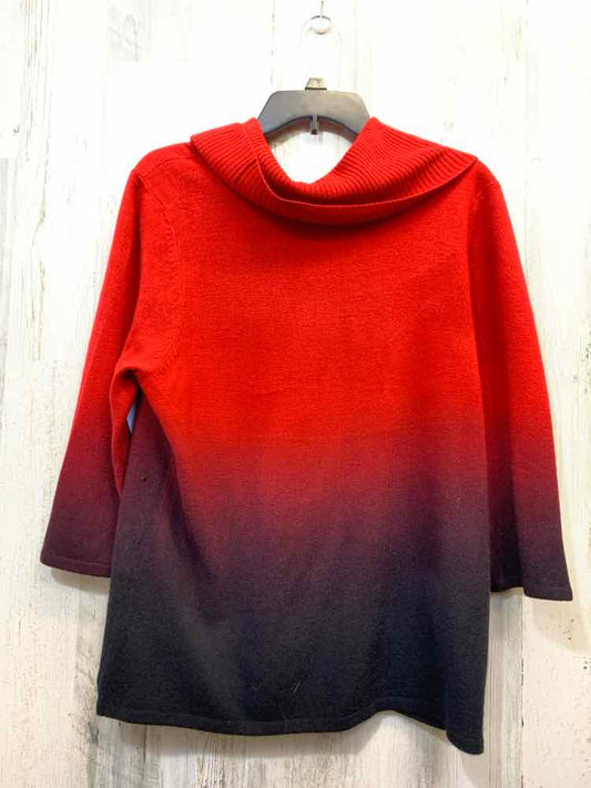 PRE-OWNED KIM ROGERS Tops Size L Red OMBRE COWL NECK Sweater/RED OMBRE W/ RED RH