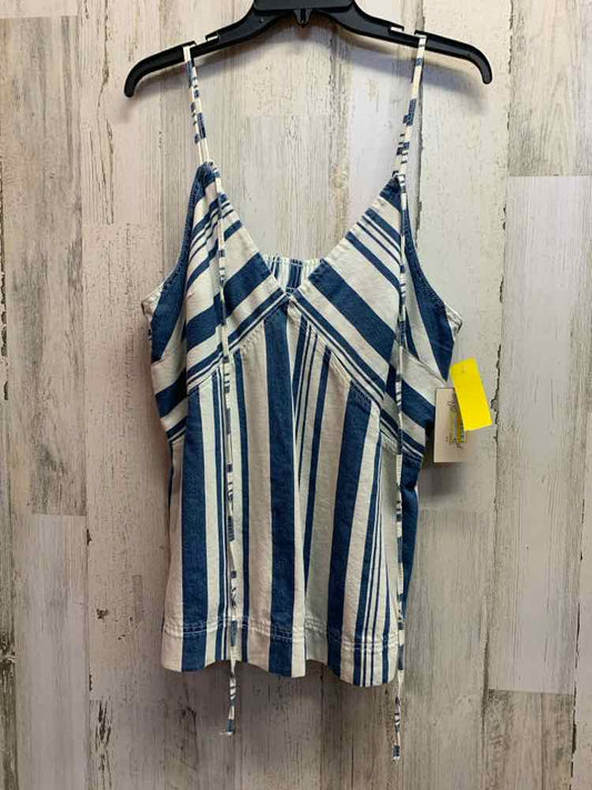 PRE-OWNED UNIVERSAL THREADS Tops Size L WHITE/BLUE VERTICAL STRIPES Shirt/VERTIC