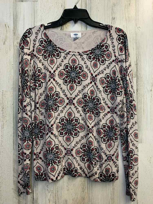 PRE-OWNED OLD NAVY Tops Size L CREAM/RED/GRN Floral LONG SLEEVES TOP