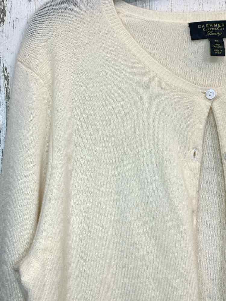 NWT CHARTER CLUB Size S JACKETS / COATS Cream Cashmere Solid LONGSLEEVE Cardigan