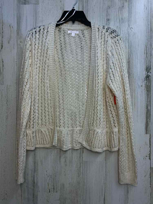 PRE-OWNED LAUREN CONRAD Tops Size L White LONG SLEEVES Cardigan/CROCHET