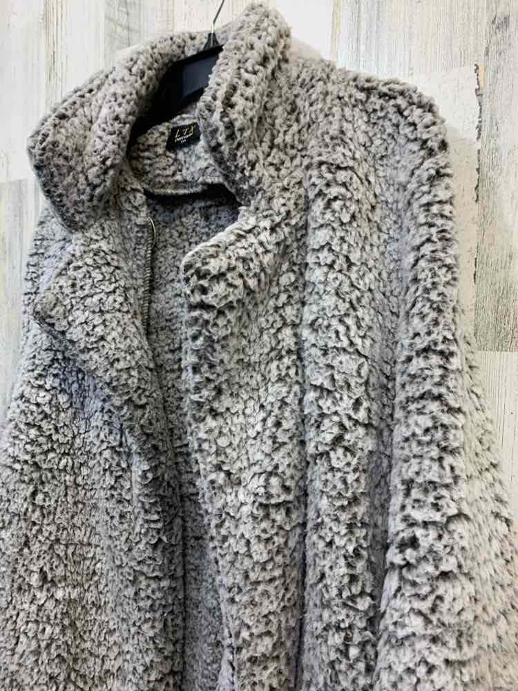 PRE-OWNED LTX JACKETS / COATS Gray SHERPA COAT Coat/OPEN FRONT GRAY SHERPA COAT