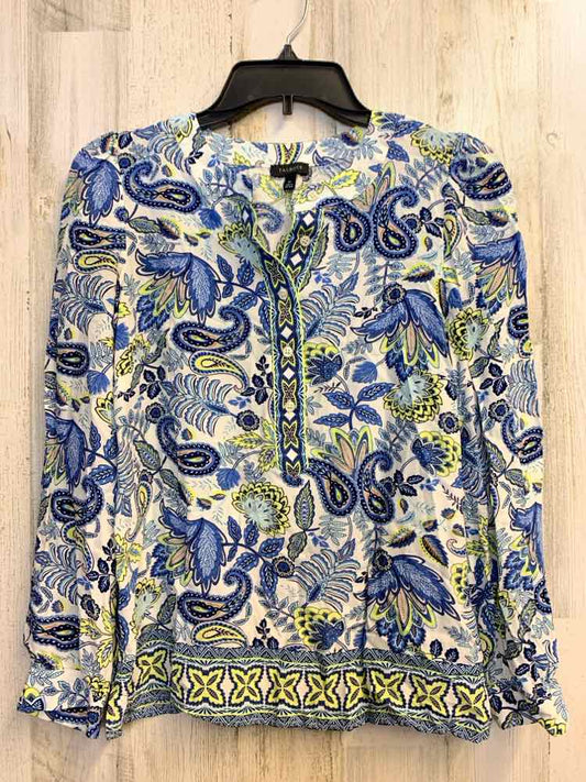 PRE-OWNED TALBOTS Tops Size XS BLU/GRN/WHT Floral LONG SLEEVES TOP