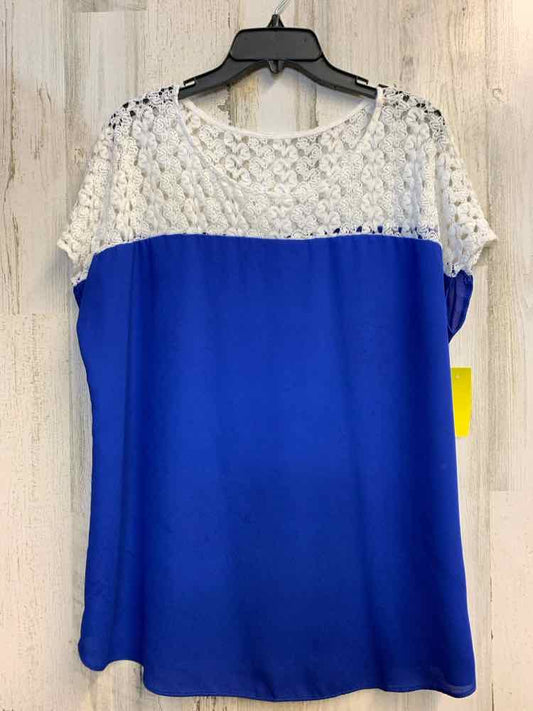 SIGNATURE STUDIO Tops Size L ROYAL BLUE/WHT DOLMAN TOP