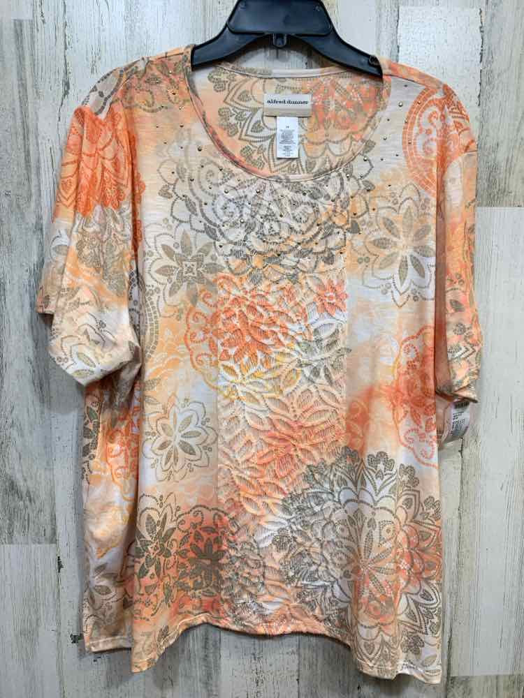 PRE-OWNED ALFRED DUNNER PLUS SIZES Size 3X SHADES OF ORANGE MEDALION Shirt