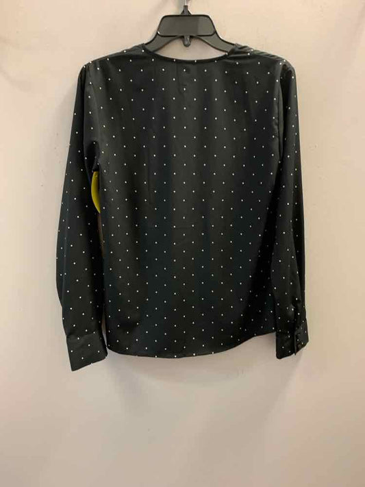 A NEW DAY Tops Size S BLK/WHT Polka Dot LONG SLEEVES TOP