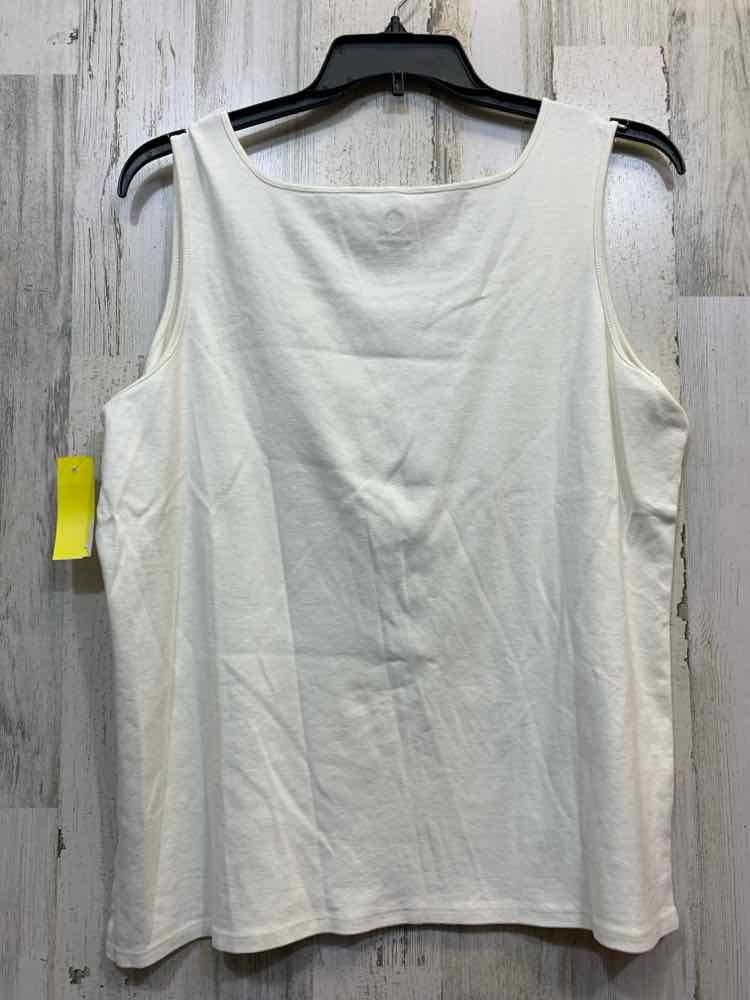 PRE-OWNED RUBY RD Tops Size 1X White COTTON Solid SLEEVELESS Tank Top