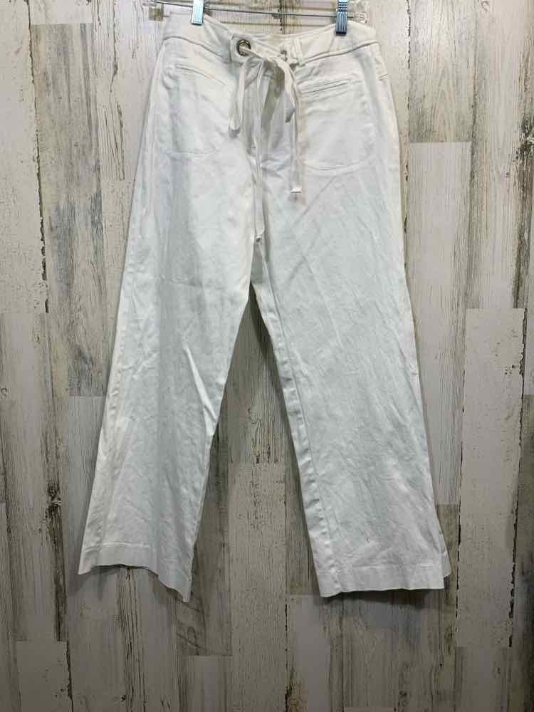 PRE-OWNED Size 10P LARRY LEVINE BOTTOMS White WIDE LEG Pants