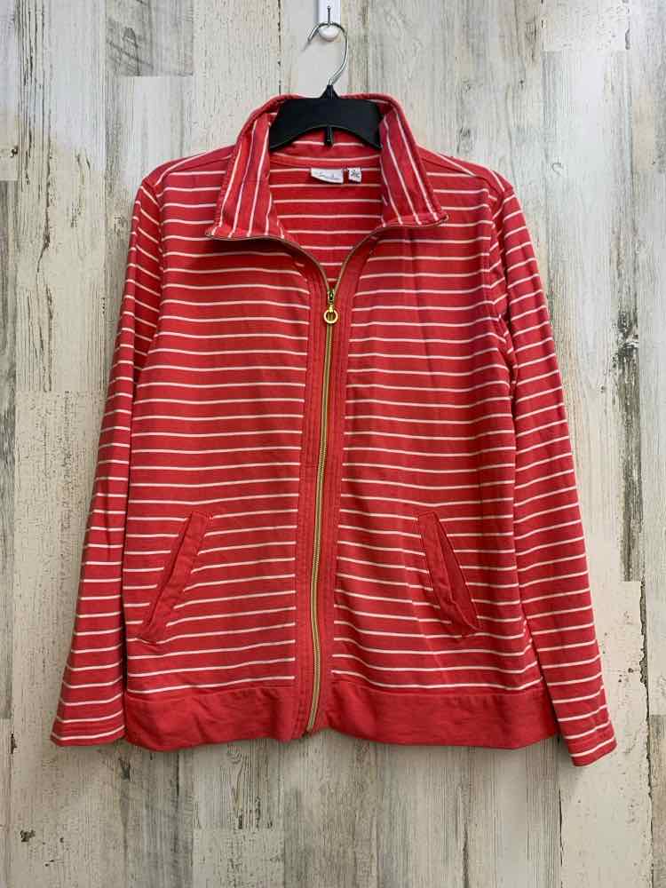 NWT KIM ROGERS PLUS SIZES Size 1X SALMON/WHT Stripe JACKET Jacket