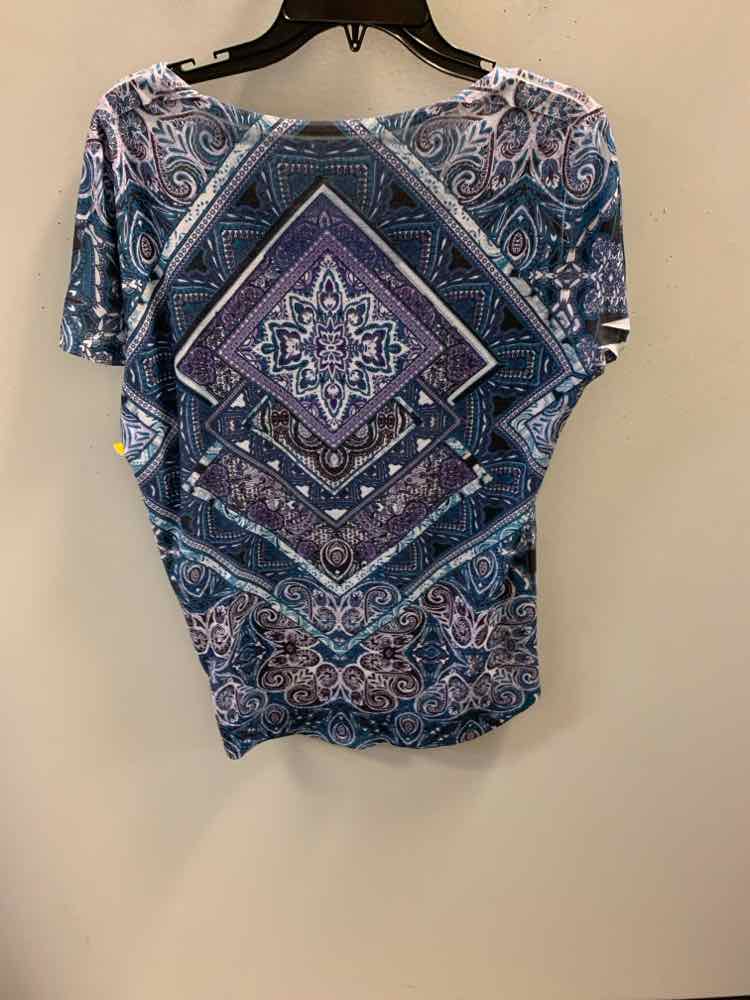 STYLE & CO Tops Size L BLU/PURP Geometric TOP