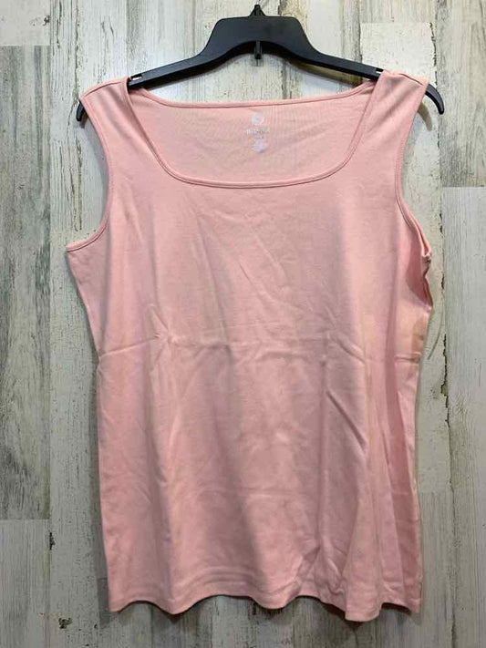 PRE-OWNED RUBY RD Tops Size 1X BABY PINK COTTON Solid SLEEVELESS Tank Top