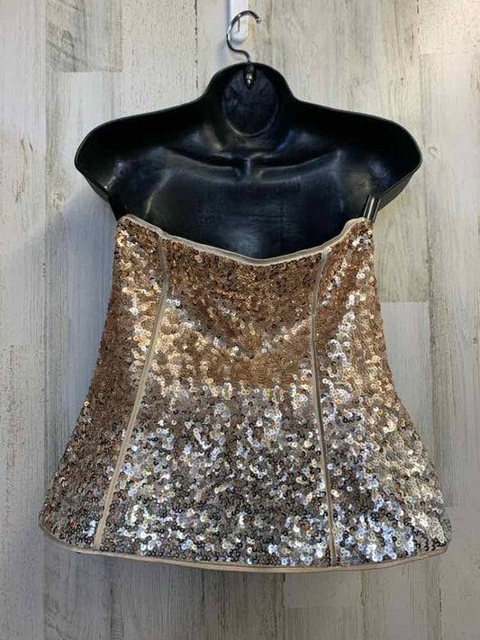 WHITE/BLACK MARKET Tops Size 4 Gold Sequined STRAPLESS TOP