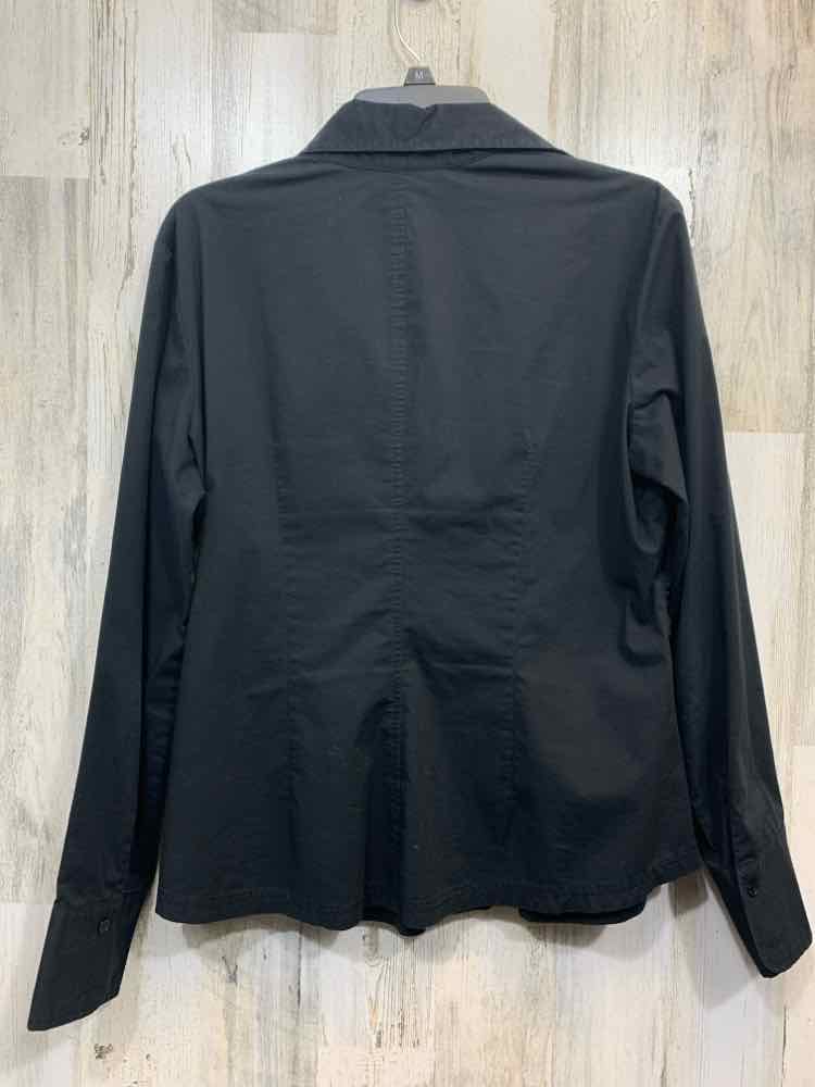PRE-OWNED NEW YORK & CO Tops Size 14 Black Solid LONG SLEEVE Blouse/BLACK LONG S