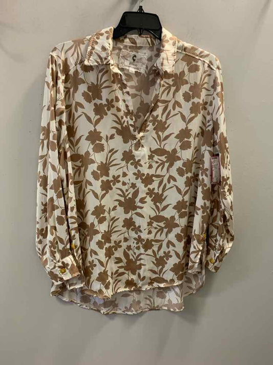 CUPIO PLUS SIZES Size 1X CRM/BGE Floral LONG SLEEVES TOP