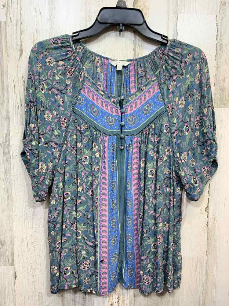 PRE-OWNED LUCKY BRAND Tops Size XL SEAFOAM/LAVENDER/WINE/BLUE 3/4 LENGTH Shirt/3