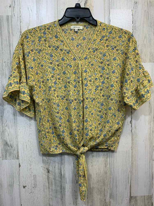 PRE-OWNED MAX STUDIO Tops Size S YELLOW/BLUE/WHITE/ORANGE Floral Blouse/FLORAL S