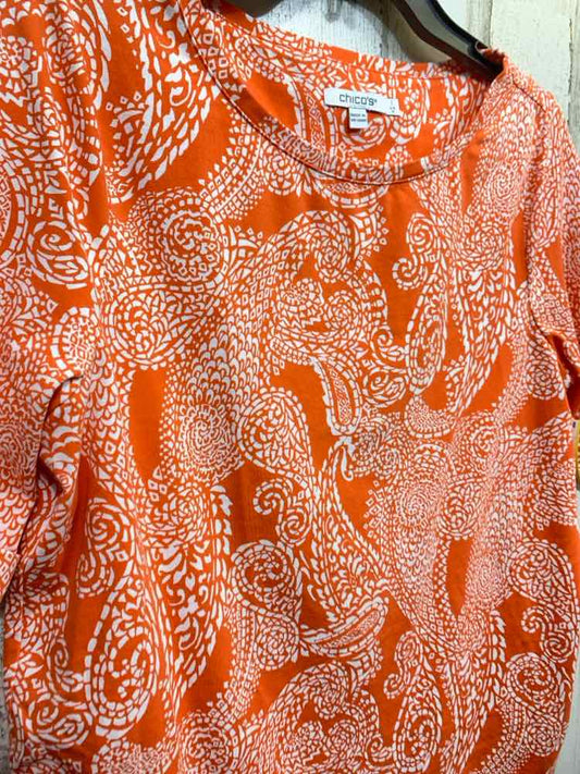 PRE-OWNED CHICO'S/SHORT CUFF-SLEEVE PAISLEY PRINT TEE