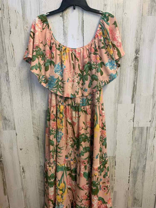 PRE-OWNED CATO Dresses and Skirts Size 18/20 PCH/WHT/YLW/GRN Floral MAXI Dress/M