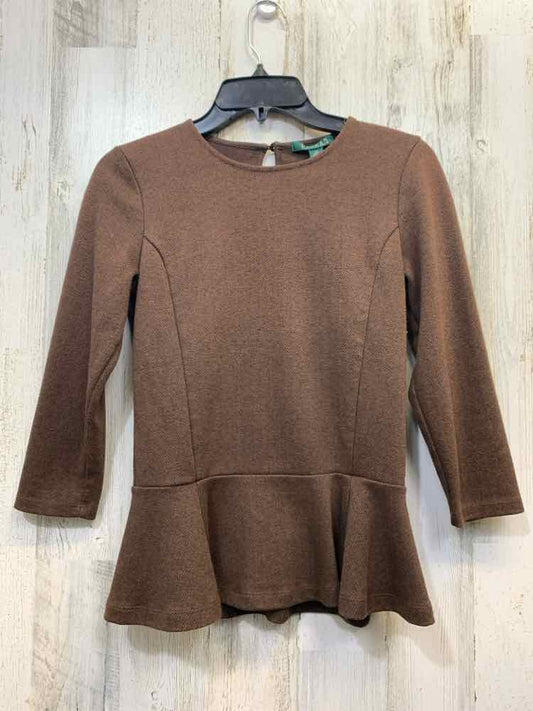 PRE-OWNED Ralph Lauren Tops Size XS Brown 3/4 LENGTH TOP/BROWN 3/4 TOP. TRUMPET