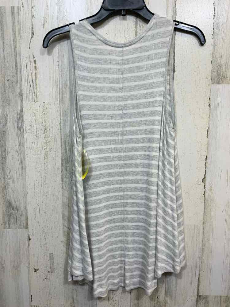 PRE-OWNED MERONA/HORIZONTAL STRIPE RIBBED KNIT SLEEVELESS SCOOP NECK