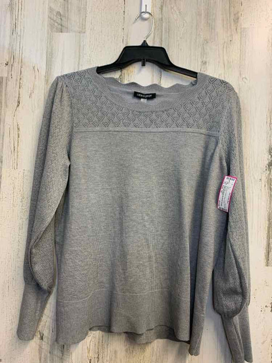 NWT CABLE&GAUGE PLUS SIZES Size 1X Gray LONG SLEEVES TOP/SCALLOP NECKLINE W/KNIT