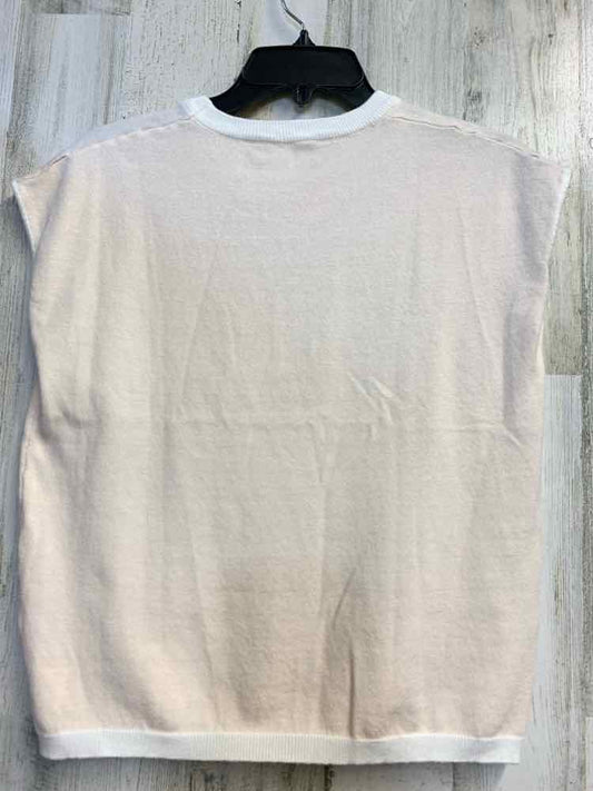 PRE-OWNED Tops Size S Cream SLEEVELESS TOP/WHITE TRIM NECKLINE & BOTTOM
