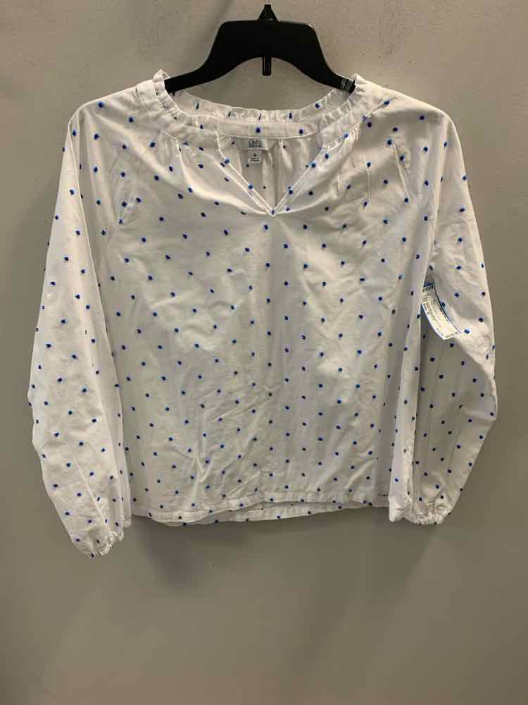 CROFT & BARROW Tops Size M BLU/WHT DOTS TOP