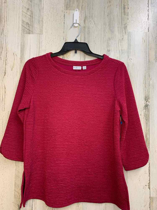 PRE-OWNED KIM ROGERS Tops Size L Fuschia LONG SLEEVES TOP/TEXTURED TOP W/SLITS