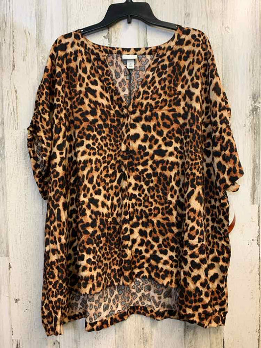 NWT AVA & VIV PLUS SIZES Size 3X BRN/BLK LEOPARD DOLMAN TOP