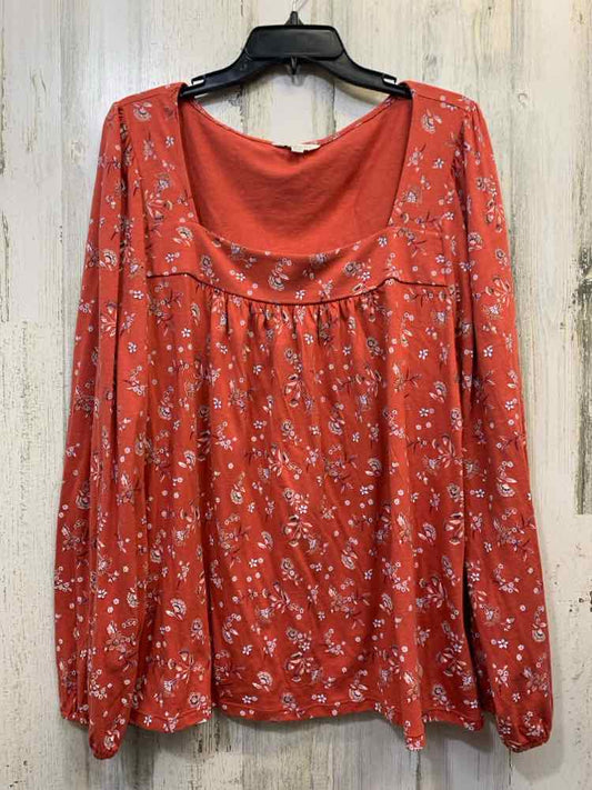PRE-OWNED LUCKY BRAND Tops Size XXL Pumpkin Floral TOP
