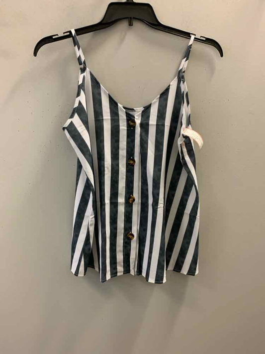 Tops Size M GRY/WHT Stripe SPAGHETTI STRAP TOP