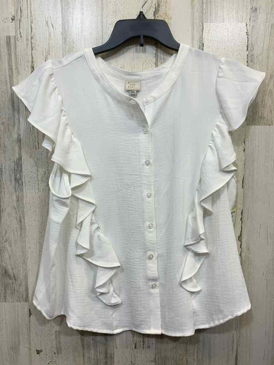PRE-OWNED A NEW DAY/RUFFLE DESIGN BUTTON-DOWN FLUTTER SLEEVE
