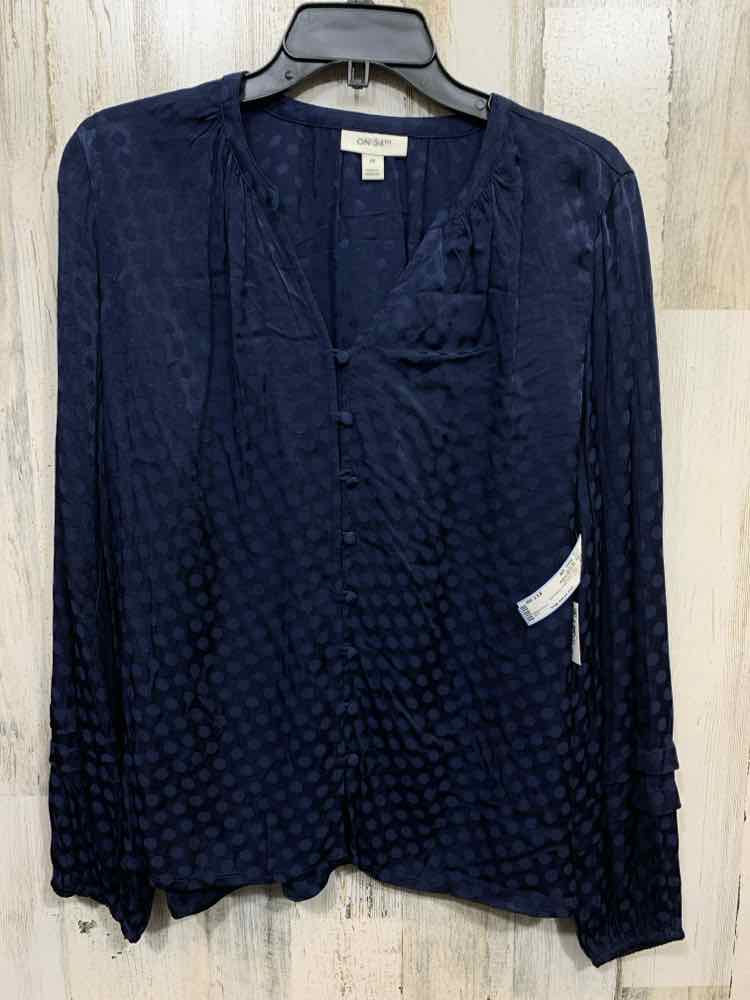 NWT ON 34TH Size 0X Tops Navy Polka Dot LONGSLEEVE Shirt