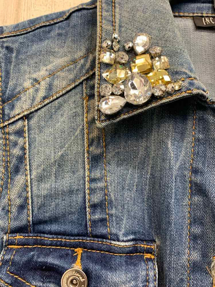 NWT INC Tops Size L Blue Denim VEST Vest