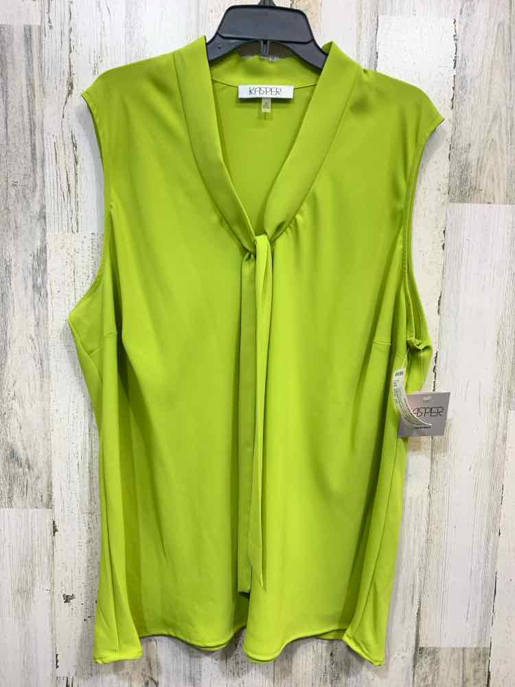 NWT KASPER PLUS SIZES Size 2X LIME Solid SLEEVELESS Blouse/LIME SLEEVELESS TOP.