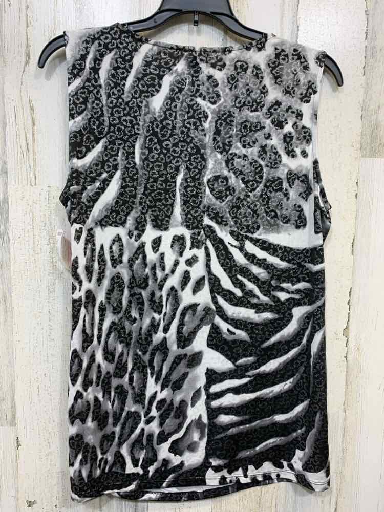 NWT KASPER Tops Size L BLACK/GRAY/WHITE CHEETAH TANK TOP Blouse/CHEETAH PATTERN