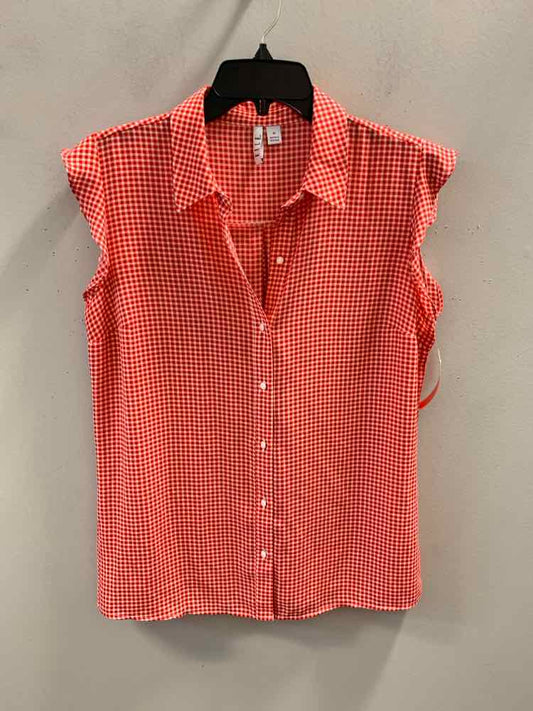 ELLE Tops Size M RED/WHT Checkered SLEEVELESS TOP