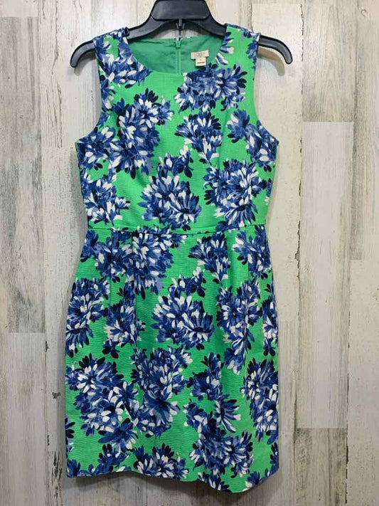 PRE-OWNED J CREW Dresses and Skirts Size 4 GRN/BLU/WHT Floral A-LINE Dress