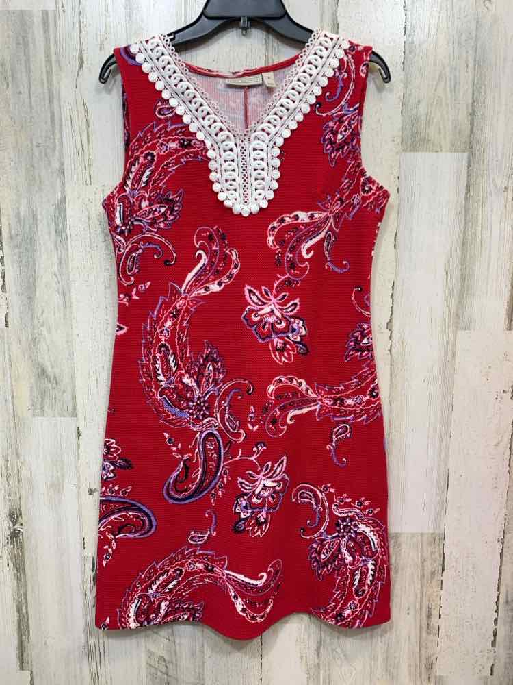 PRE-OWNED DANA BUCHMAN Dresses and Skirts Size S RED/WHT/BLK/BLU Paisley Dress/W