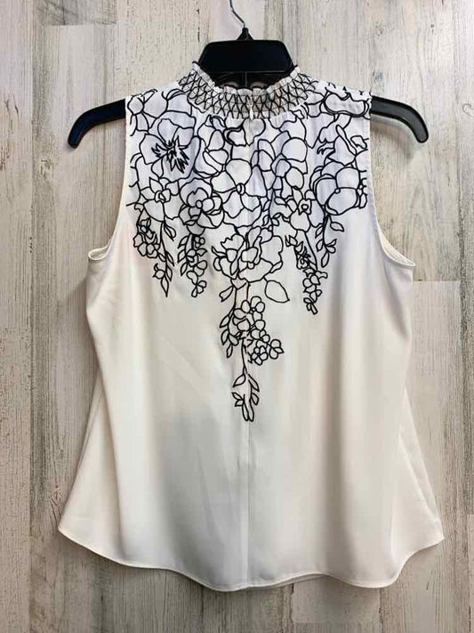 WHITE/BLACK MARKET Tops Size 2 WHT/BLK Floral SLEEVELESS TOP
