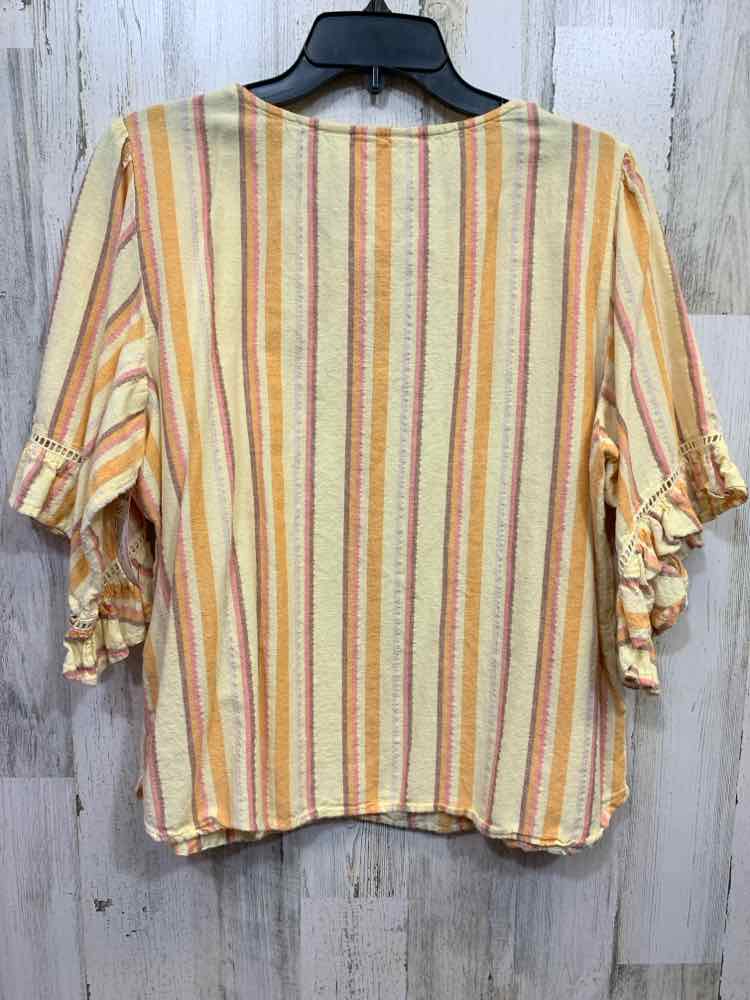 PRE-OWNED LAUREN CONRAD Tops Size XXL YLOW/ORNG/CORAL Stripe Blouse
