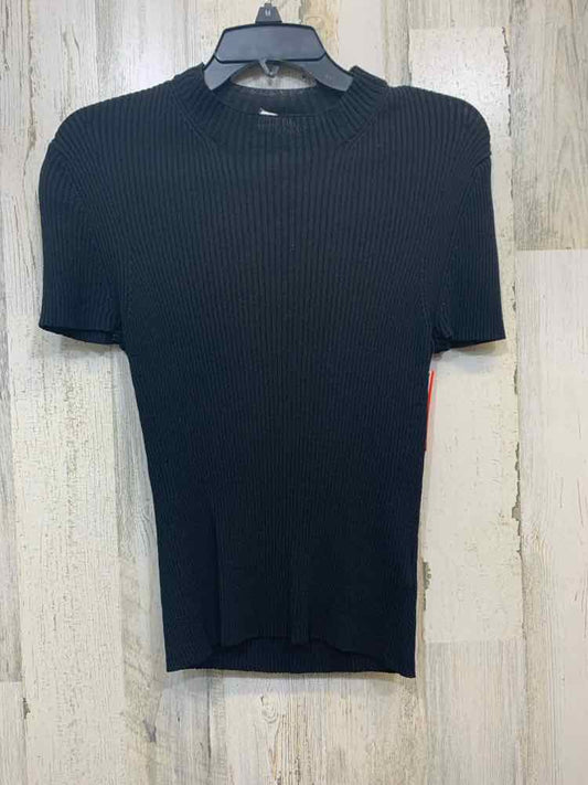 PRE-OWNED JONES NEW YORK Tops Size L Black SHORT SLEEVES TOP/MOCK NECK RIBBED