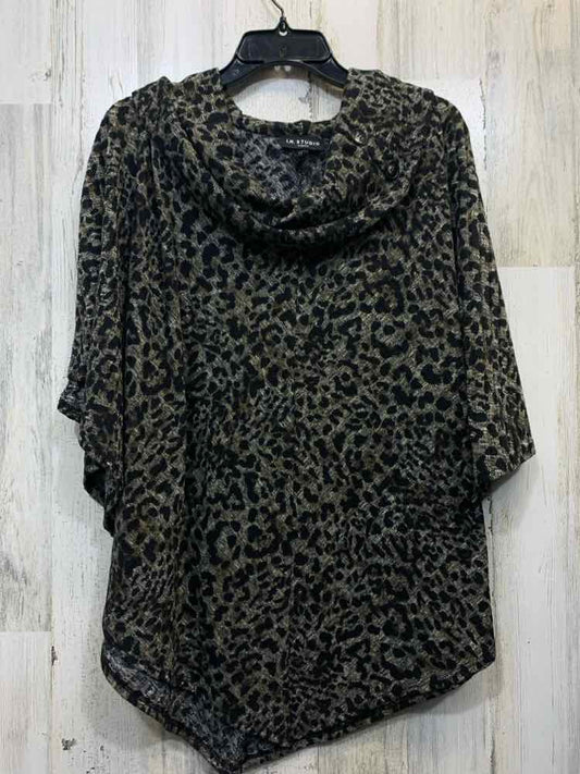I. N. STUDIO PLUS SIZES Size 2X TAN/BLK LEOPARD PONCHO TOP