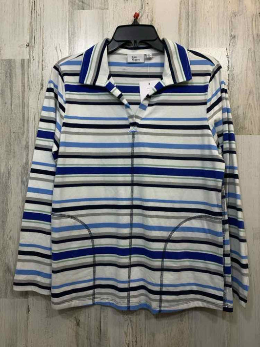 NWT KIM ROGERS Tops Size PS BLU/WHT Stripe LONG SLEEVE TOP
