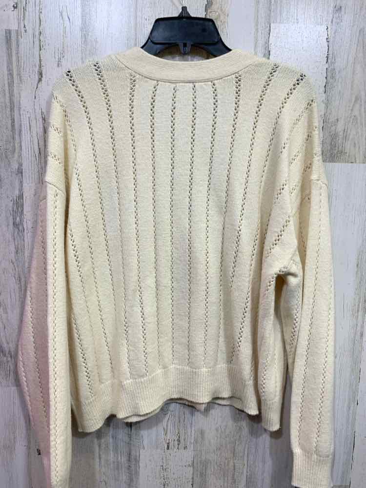 NWT ON 34TH  XL OATMEAL Knit OPEN STITCH EYELET LONG SLEEVES BUTTON UP CARDIGAN