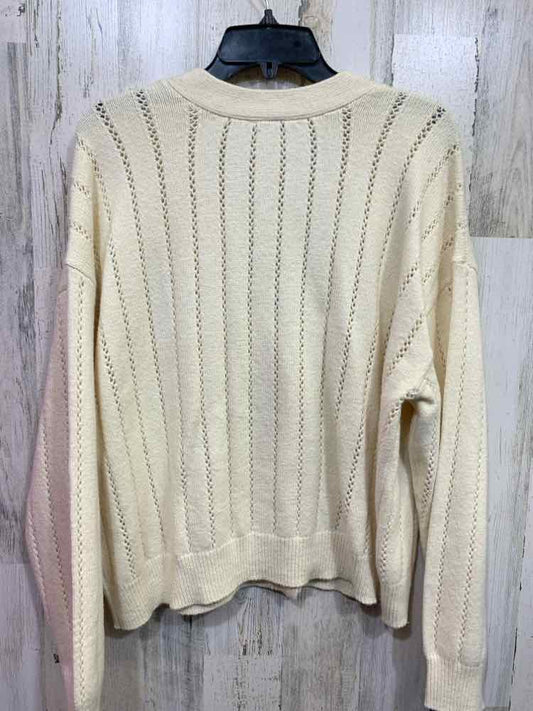 NWT ON 34TH  XL OATMEAL Knit OPEN STITCH EYELET LONG SLEEVES BUTTON UP CARDIGAN