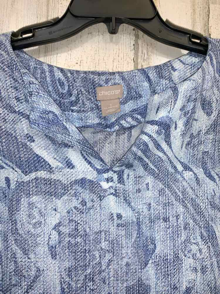 CHICO'S Tops Size 3 Blue SHORTSLEEVE Shirt