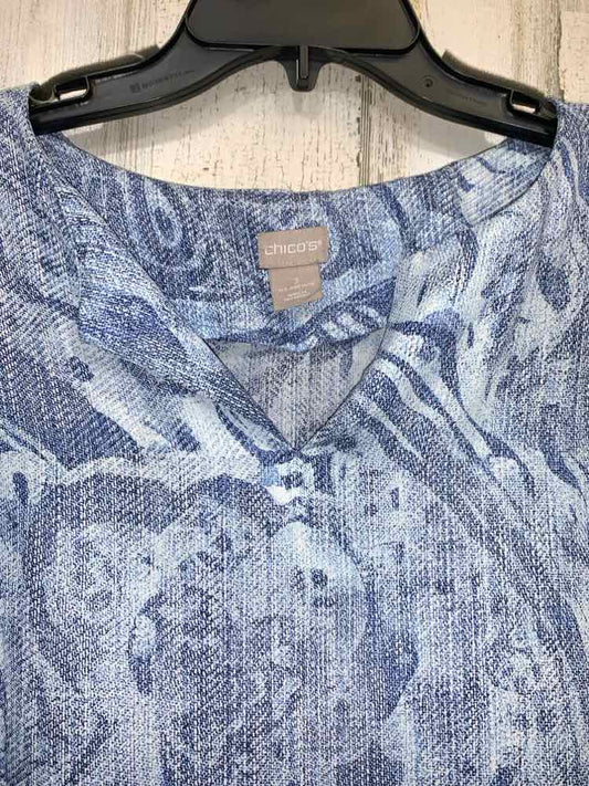 CHICO'S Tops Size 3 Blue SHORTSLEEVE Shirt