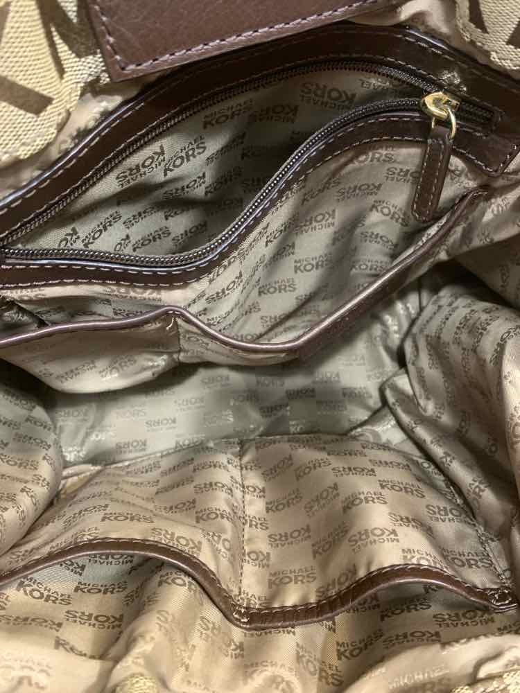PRE-OWNED MICHAEL KORS LGT BRWN/DRK BRWN Handbag/LIGHT BROWN/DARK BROWN MONO GRA